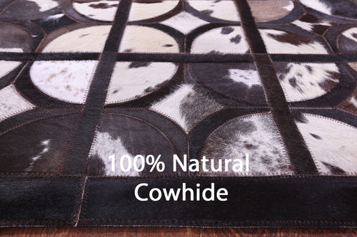 Brown & White Patchwork Natural Cowhide Rug - 2' 6