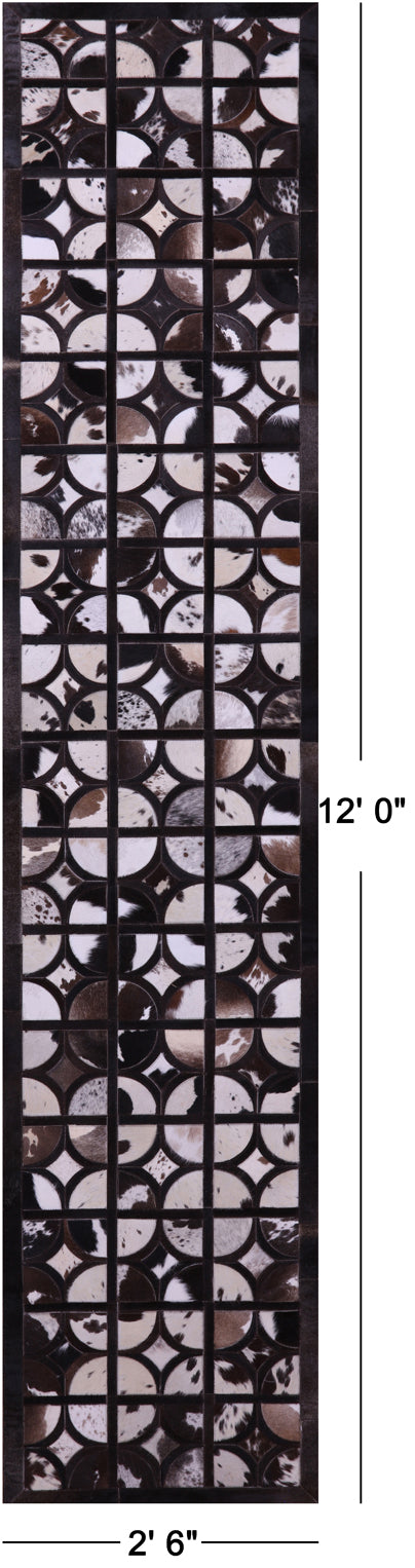 Brown & White Patchwork Natural Cowhide Rug - 2' 6
