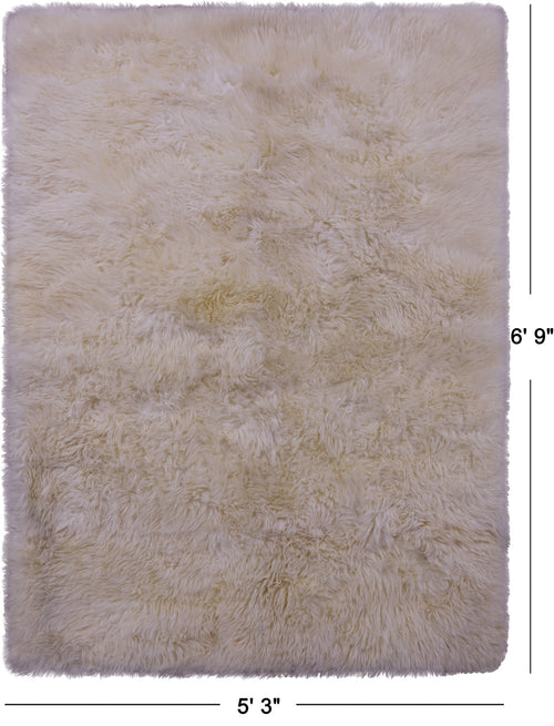 100% Natural New Zealand Sheepskin Ivory 5' 3