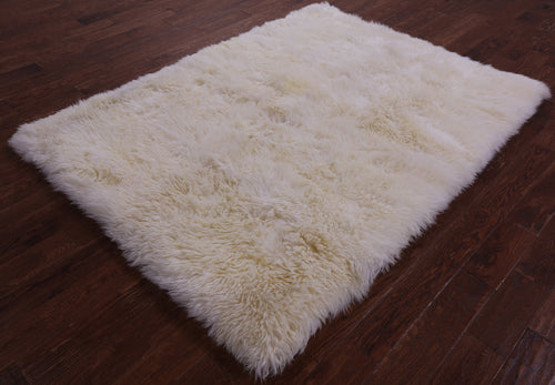 100% Natural New Zealand Sheepskin Ivory 5' 3