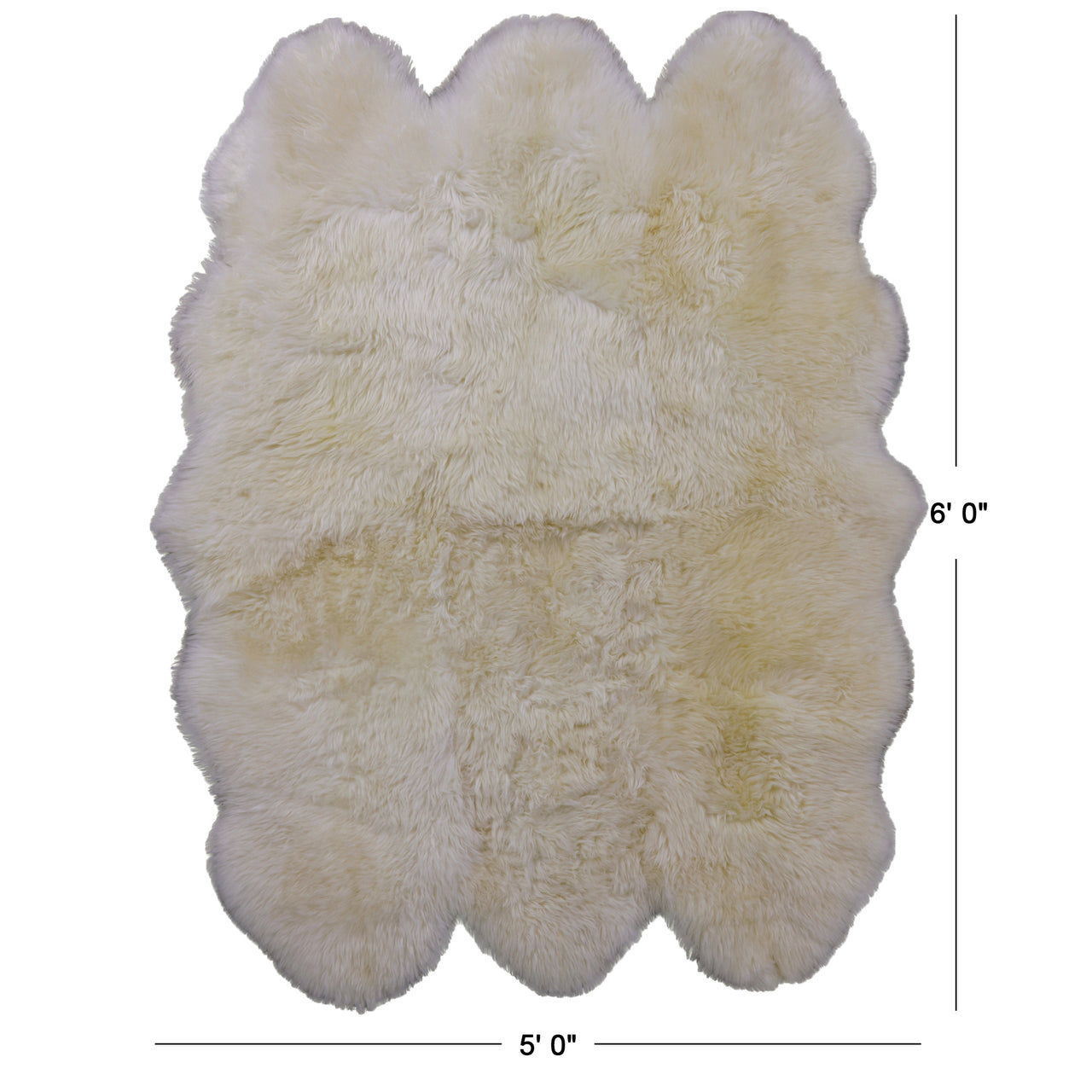 100% Natural New Zealand Sheepskin Ivory 5' 0" X 6' 0"