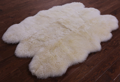 100% Natural New Zealand Sheepskin Ivory 5' 0
