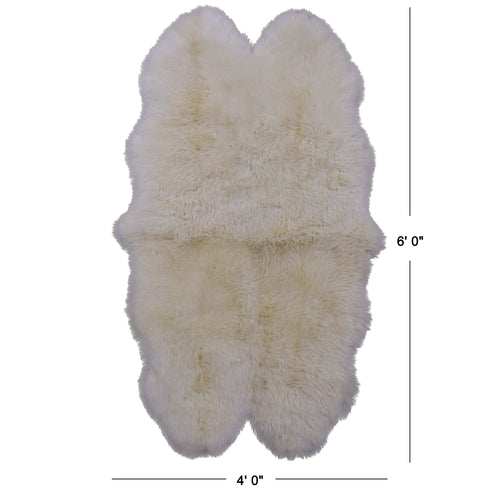 100% Natural New Zealand Sheepskin Ivory 4' 0