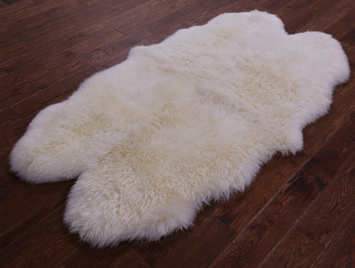 100% Natural New Zealand Sheepskin Ivory 3' 10