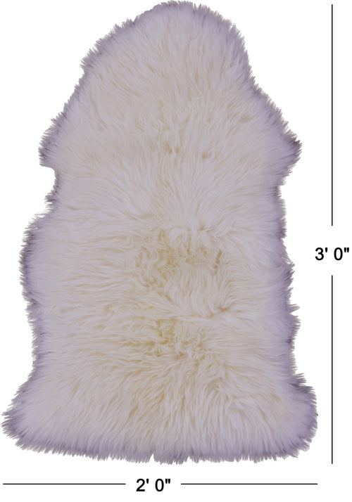 100% Natural New Zealand Sheepskin Ivory 2' 0