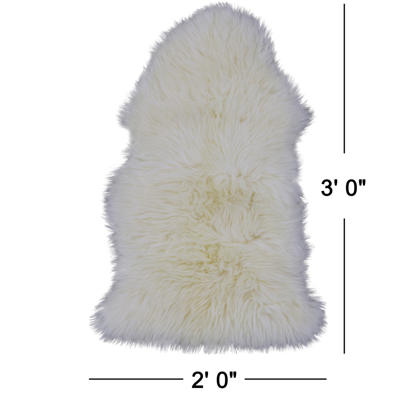 100% Natural New Zealand Sheepskin Ivory 2' 0" x 3' 0"