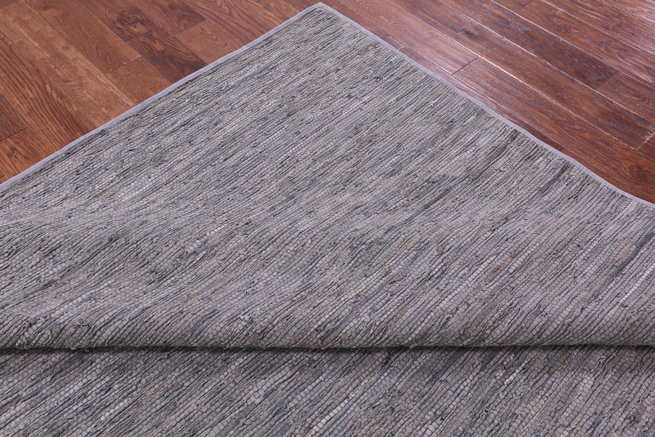 Silver Leather Area Rug - 8' 0" x 10' 0"