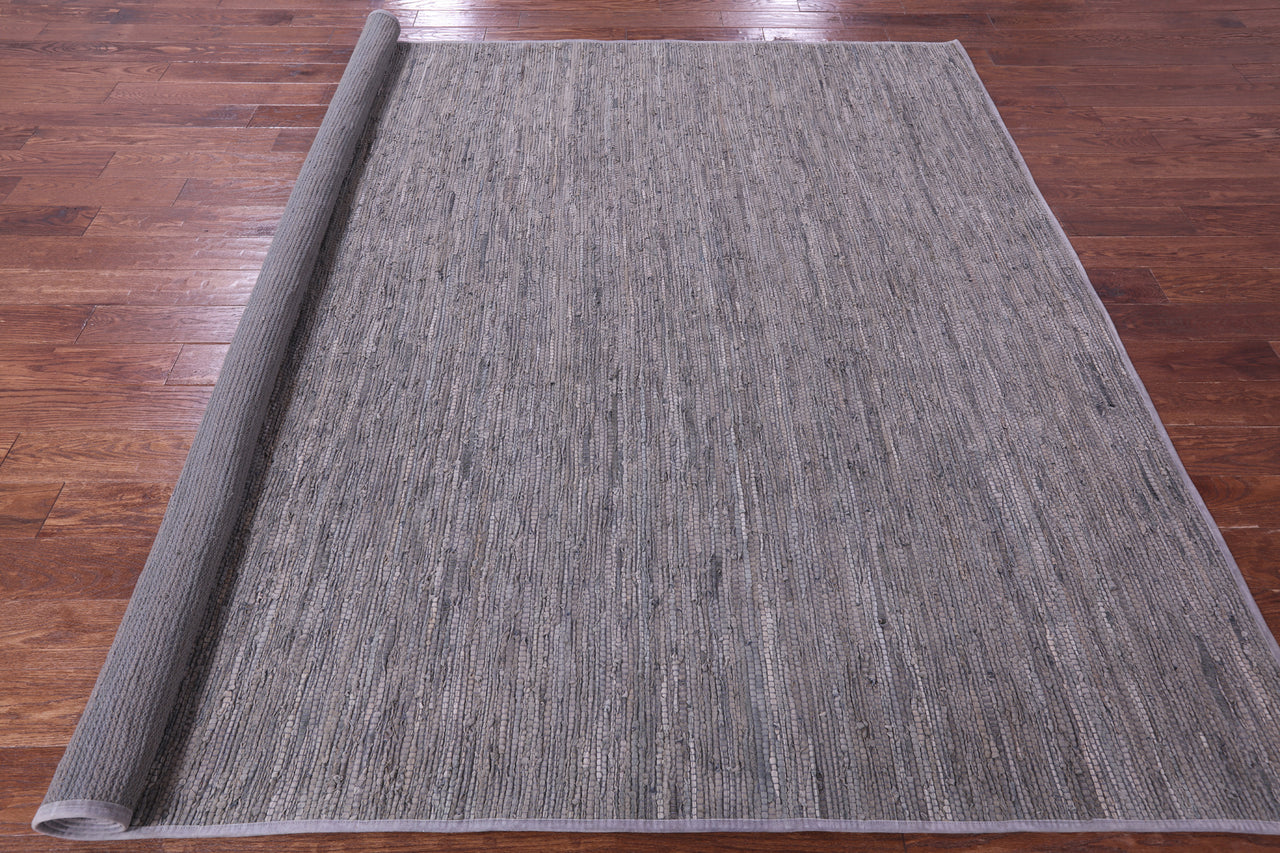 Silver Leather Area Rug - 8' 0" x 10' 0"