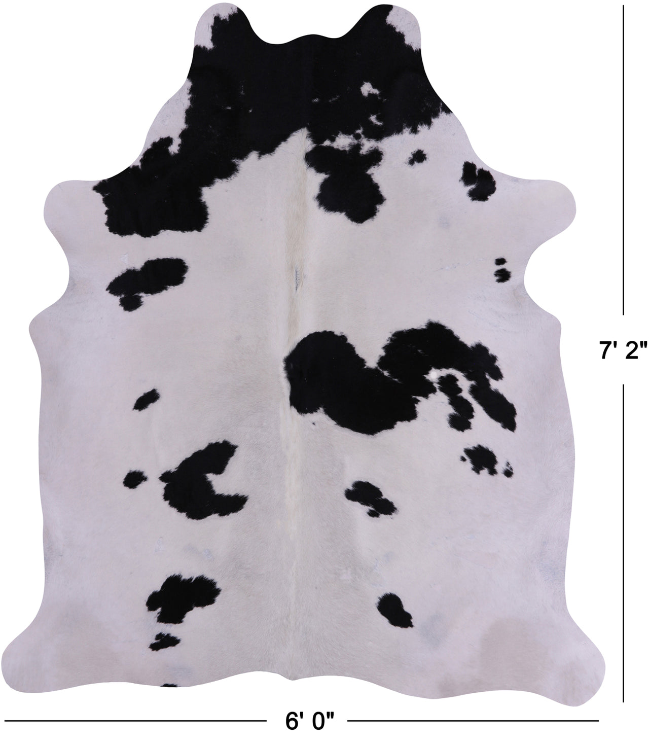 SUPER SALE Black & White Natural Cowhide Rug - X-Large 7' 2"H x 6' 0"W