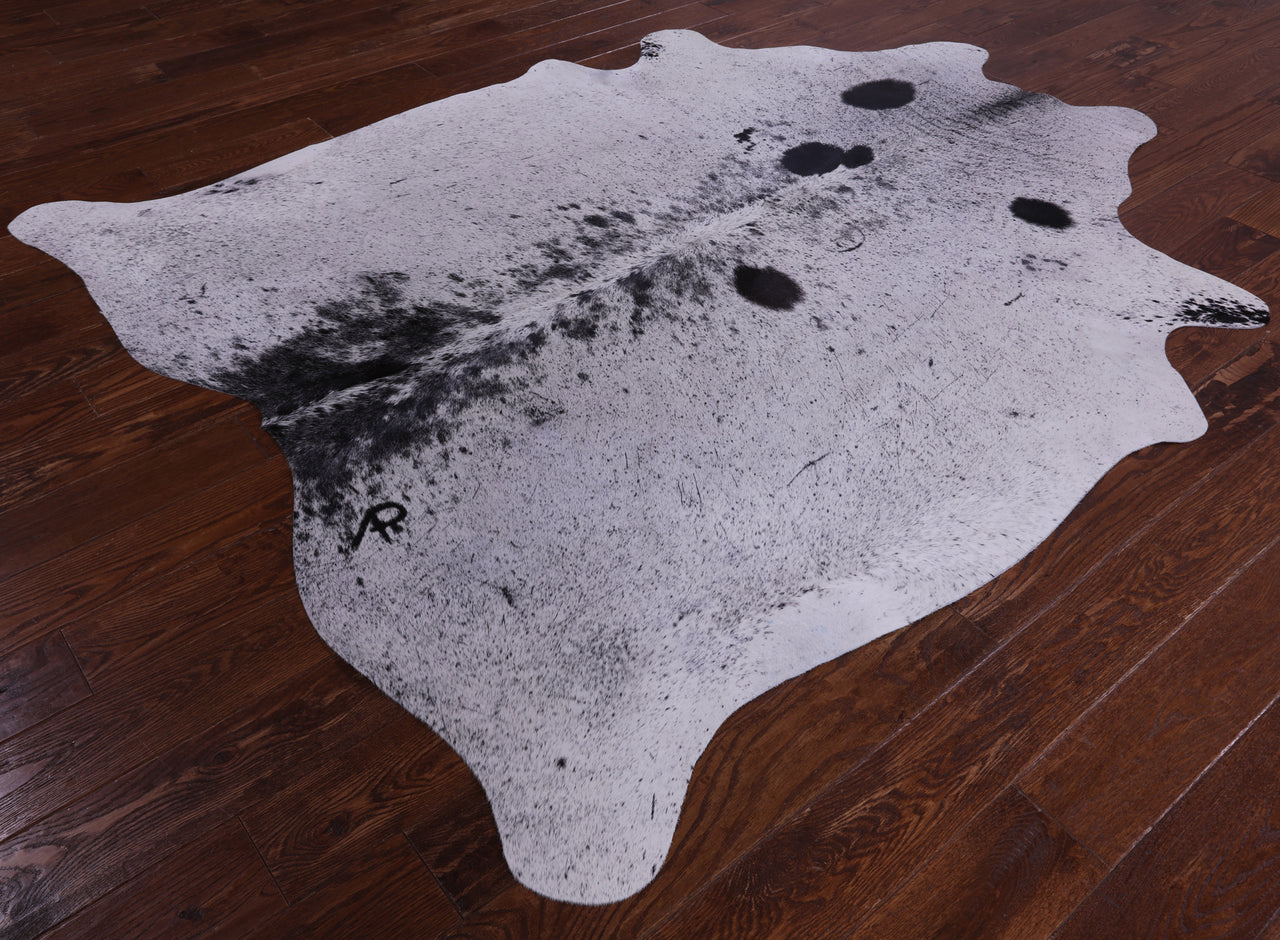 SUPER SALE Black Salt & Pepper Natural Cowhide Rug - X-Large 7' 3"H x 6' 1"W