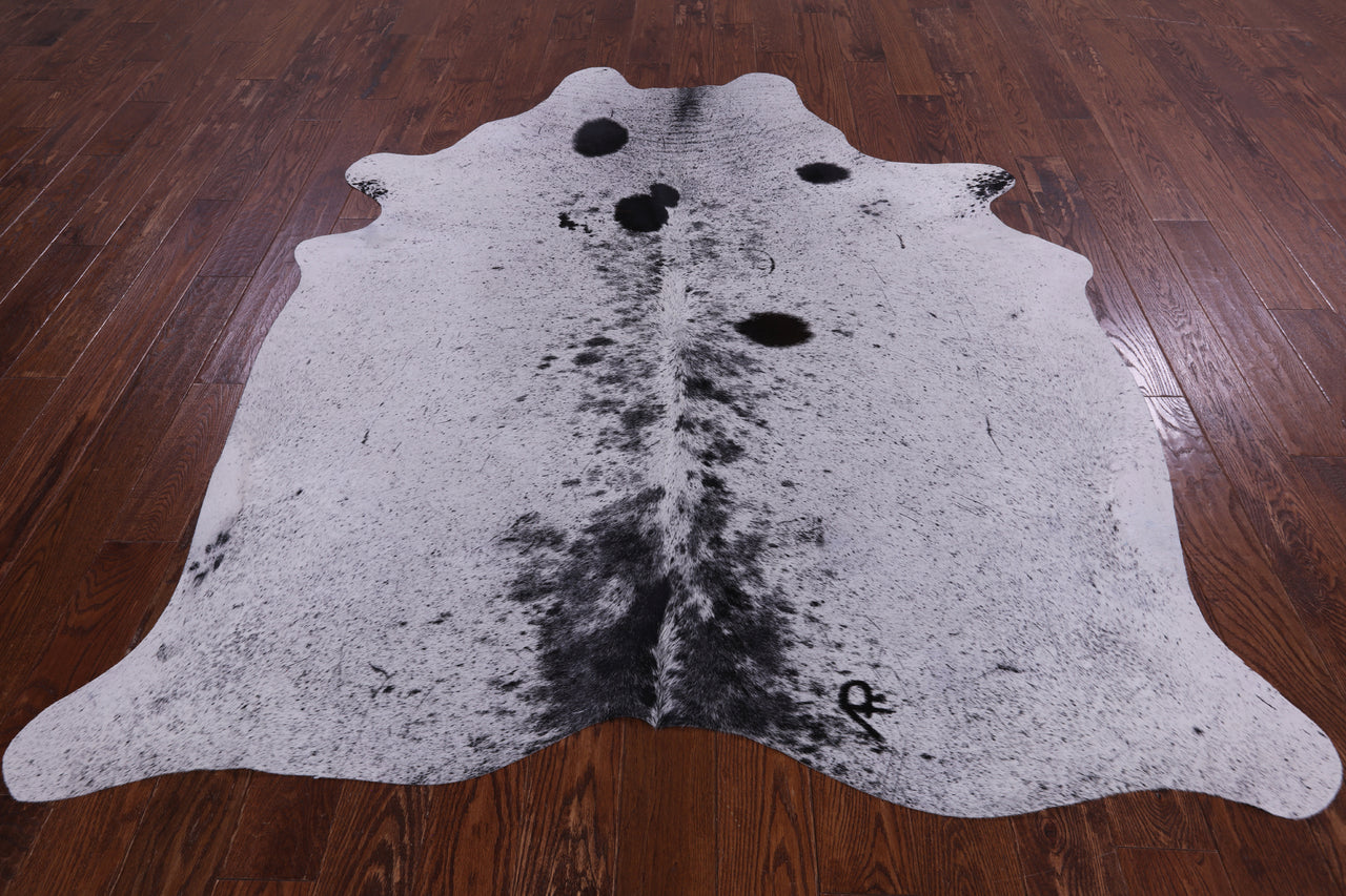 SUPER SALE Black Salt & Pepper Natural Cowhide Rug - X-Large 7' 3"H x 6' 1"W