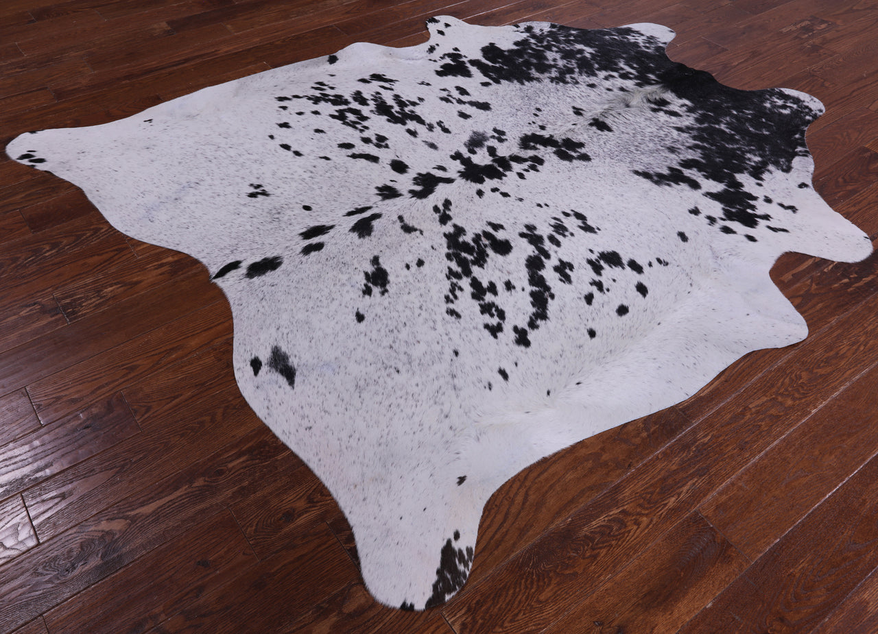 SUPER SALE Black Salt & Pepper Natural Cowhide Rug - XX-Large 7' 5"H x 6' 4"W