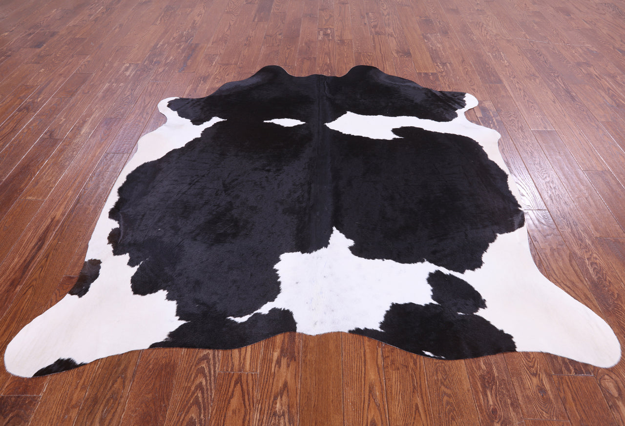 SUPER SALE Black & White Natural Cowhide Rug - X-Large 6' 9"H x 6' 6"W