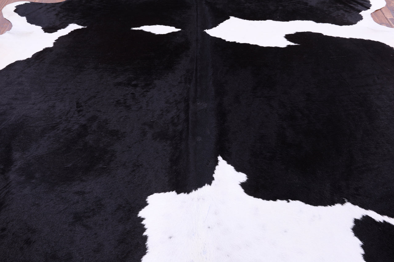 SUPER SALE Black & White Natural Cowhide Rug - X-Large 6' 9"H x 6' 6"W