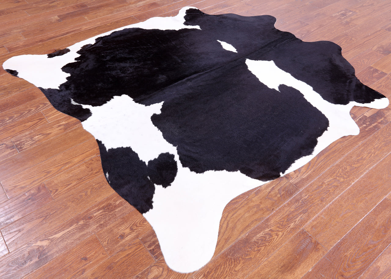 SUPER SALE Black & White Natural Cowhide Rug - X-Large 6' 9"H x 6' 6"W