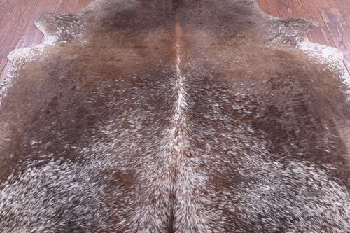 SUPER SALE Brown Salt & Pepper Natural Cowhide Rug - X-Large 7' 3