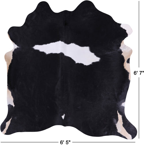 SUPER SALE Black & White Natural Cowhide Rug - Large 6' 7