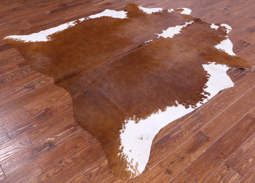 SUPER SALE Brown & White Natural Cowhide Rug - XX-Large 7' 6
