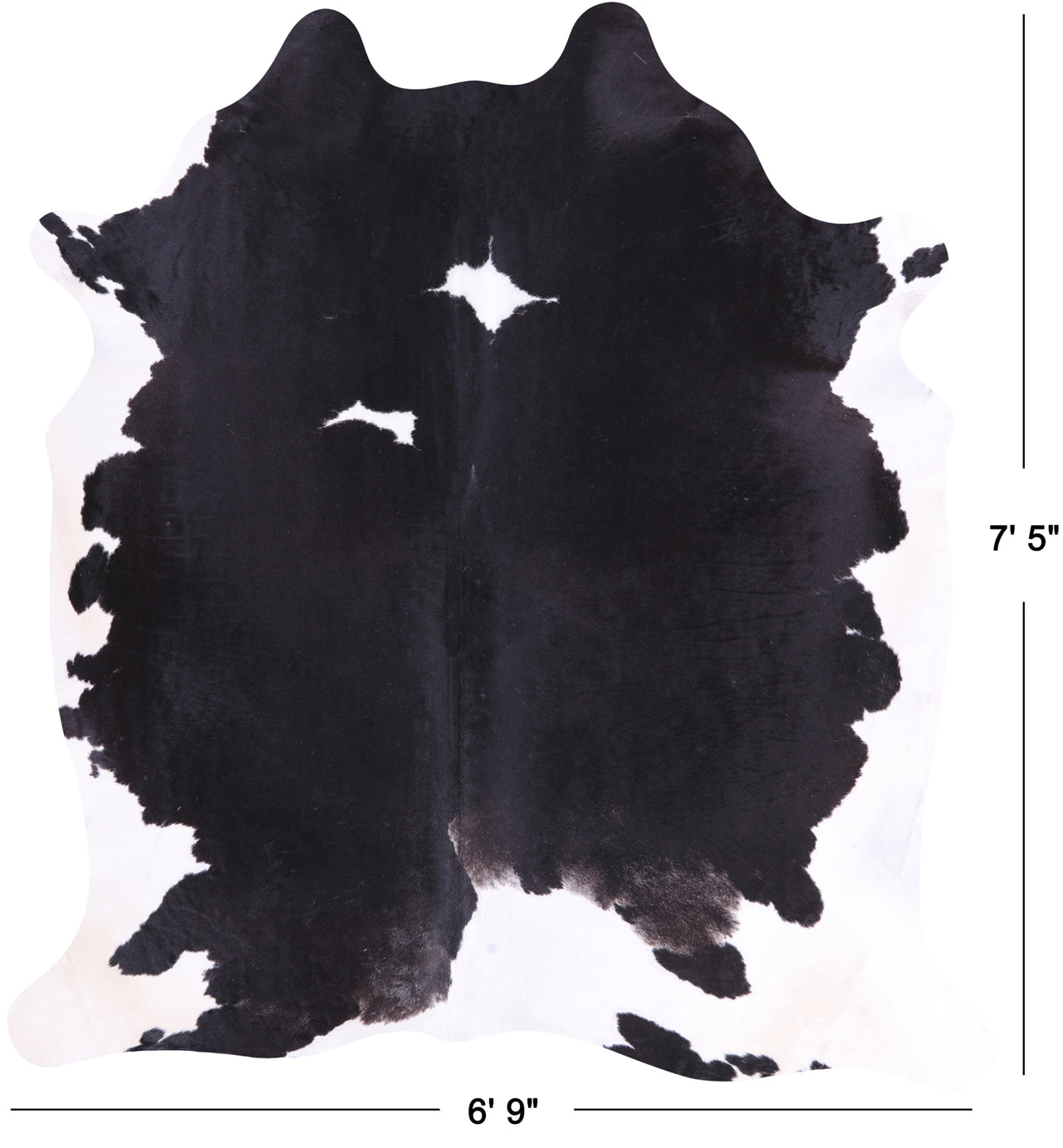 SUPER SALE Black & White Natural Cowhide Rug - XX-Large 7' 5"H x 6' 9"W