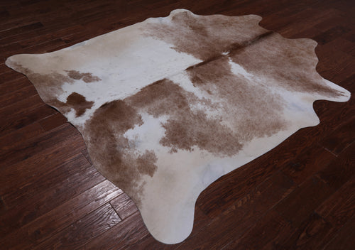 SUPER SALE Brown & White Natural Cowhide Rug - XX-Large 7' 4