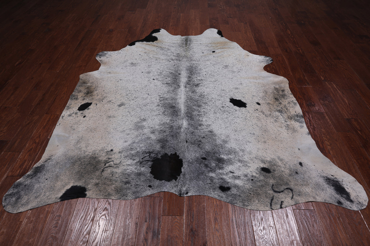 SUPER SALE Black Salt & Pepper Natural Cowhide Rug - XX-Large 7' 7"H x 7' 3"W