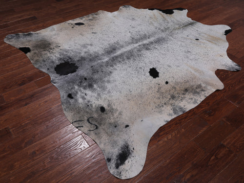 SUPER SALE Black Salt & Pepper Natural Cowhide Rug - XX-Large 7' 7
