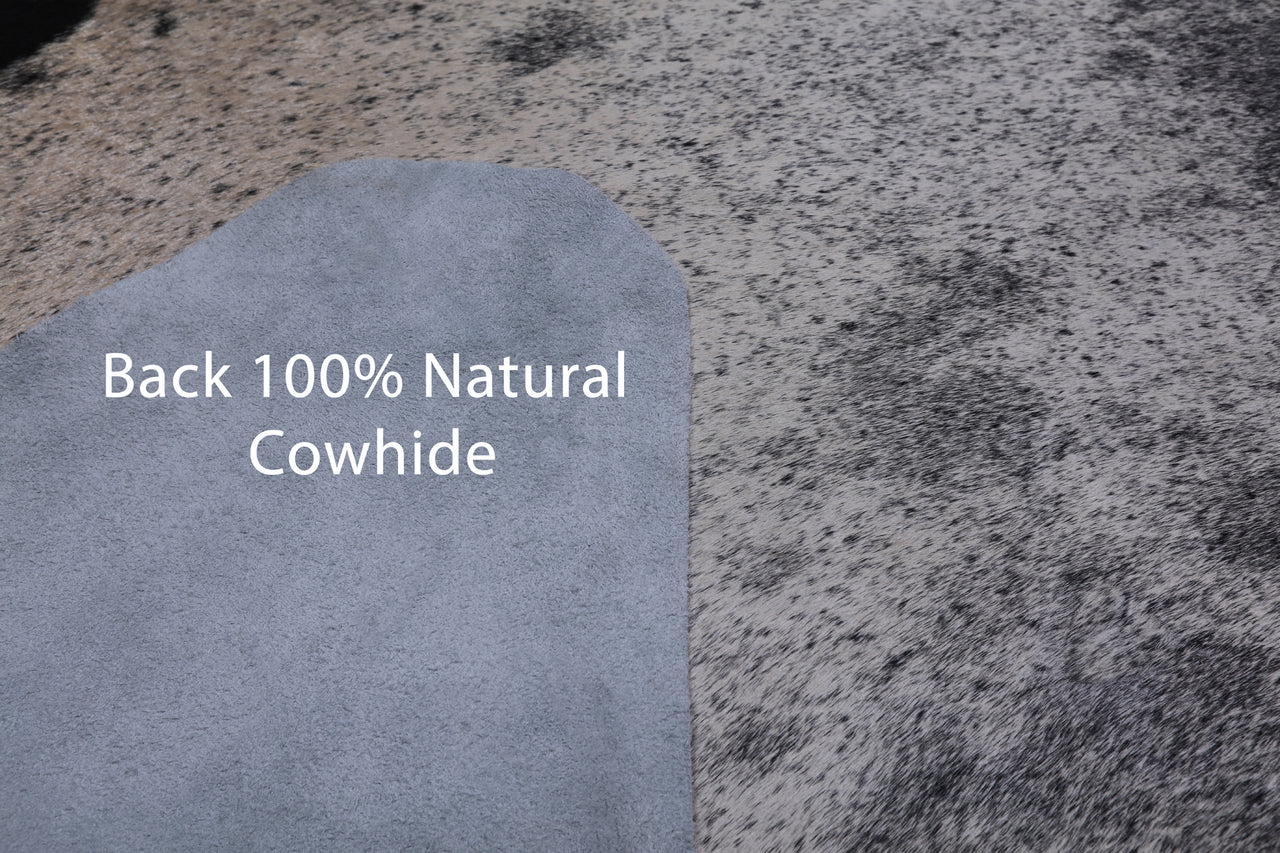 SUPER SALE Black Salt & Pepper Natural Cowhide Rug - XX-Large 7' 7"H x 7' 3"W