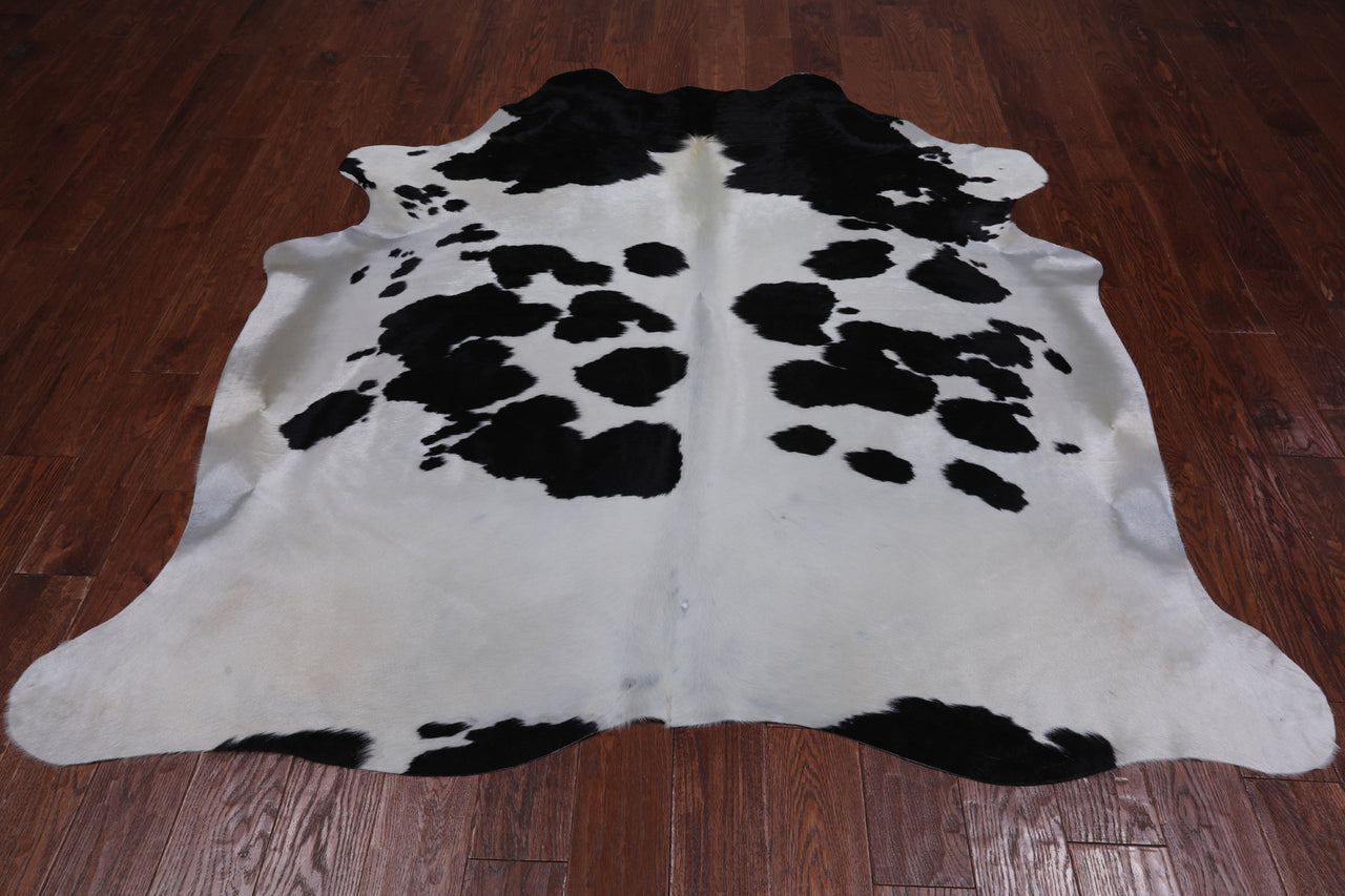SUPER SALE Black & White Natural Cowhide Rug - X-Large 6' 8"H x 6' 1"W