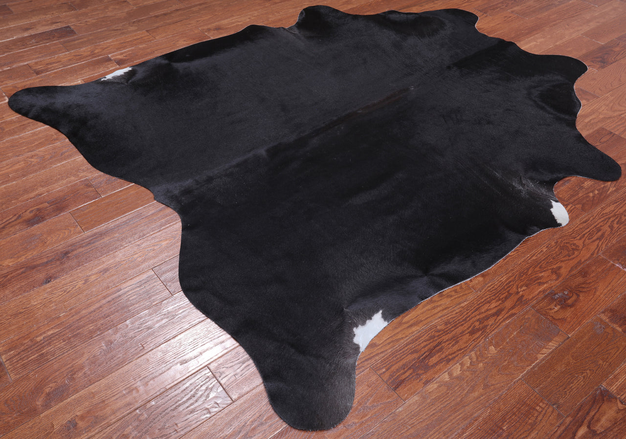 SUPER SALE Black Natural Cowhide Rug - X-Large 7' 2"H x 6' 3"W