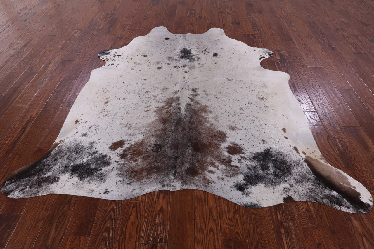 SUPER SALE Brown Salt & Pepper Natural Cowhide Rug - X-Large 7' 0"H x 6' 9"W