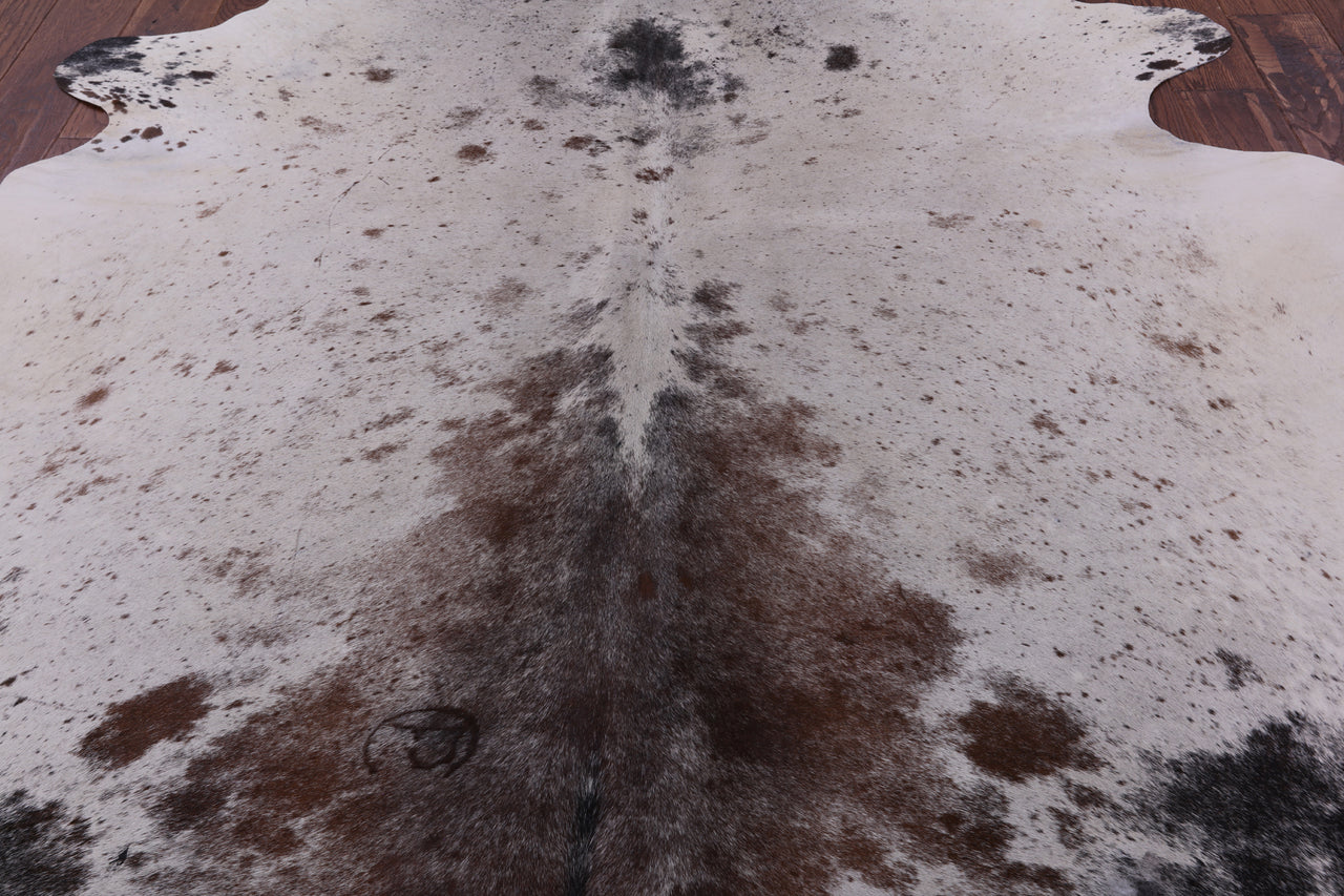 SUPER SALE Brown Salt & Pepper Natural Cowhide Rug - X-Large 7' 0"H x 6' 9"W