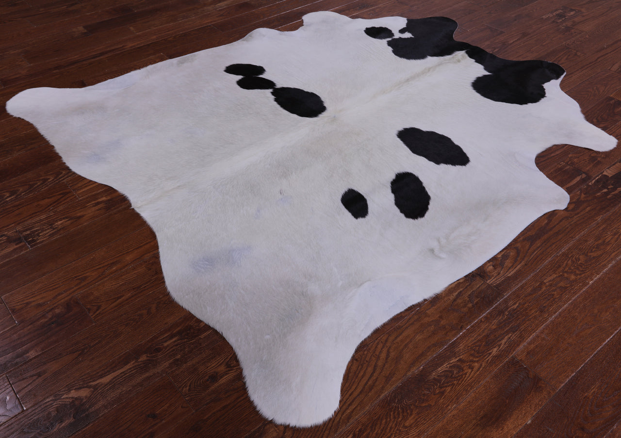 SUPER SALE Black & White Natural Cowhide Rug - X-Large 6' 10"H x 6' 4"W