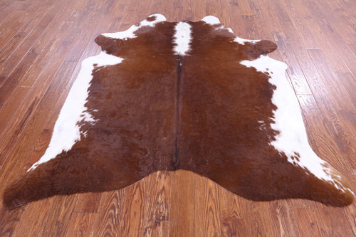 SUPER SALE Brown & White Natural Cowhide Rug - X-Large 7' 1
