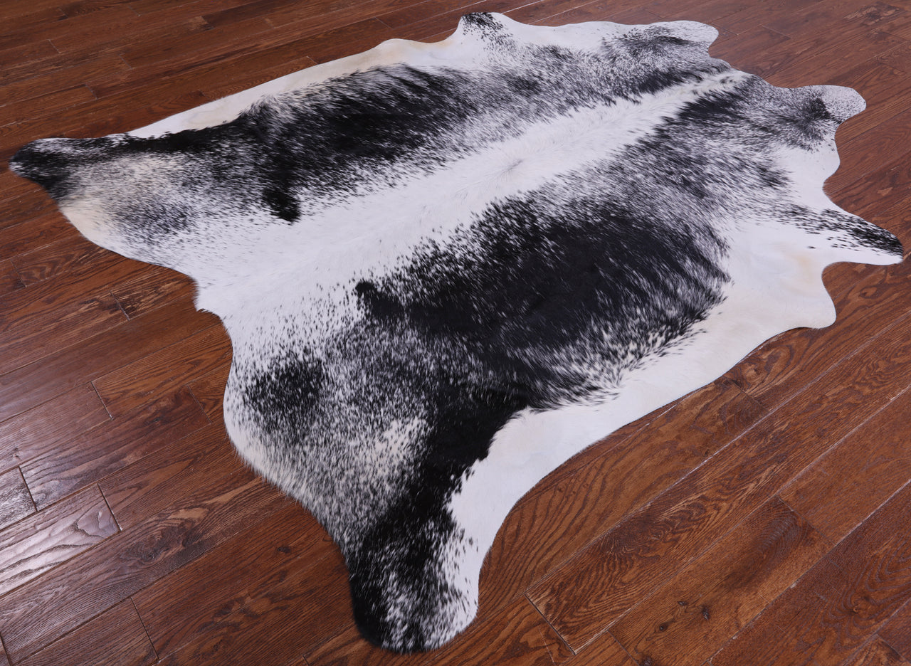 SUPER SALE Black Salt & Pepper Natural Cowhide Rug - XX-Large 7' 4"H x 6' 3"W