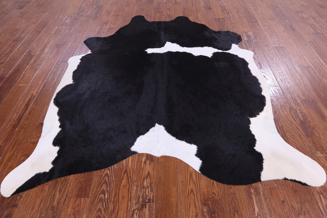 SUPER SALE Black & White Natural Cowhide Rug - X-Large 7' 3"H x 6' 5"W