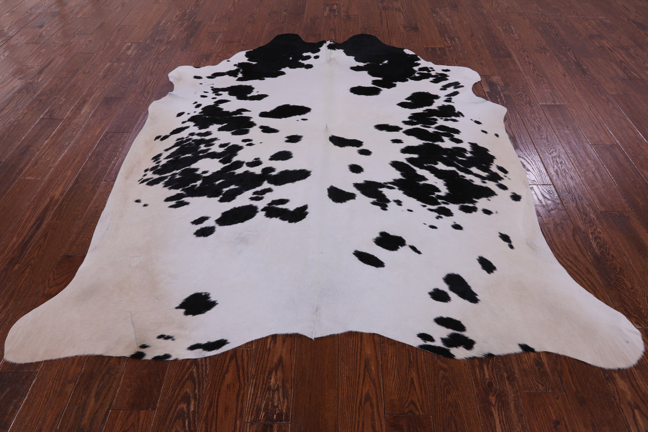 SUPER SALE Black & White Natural Cowhide Rug - X-Large 7' 3"H x 6' 7"W