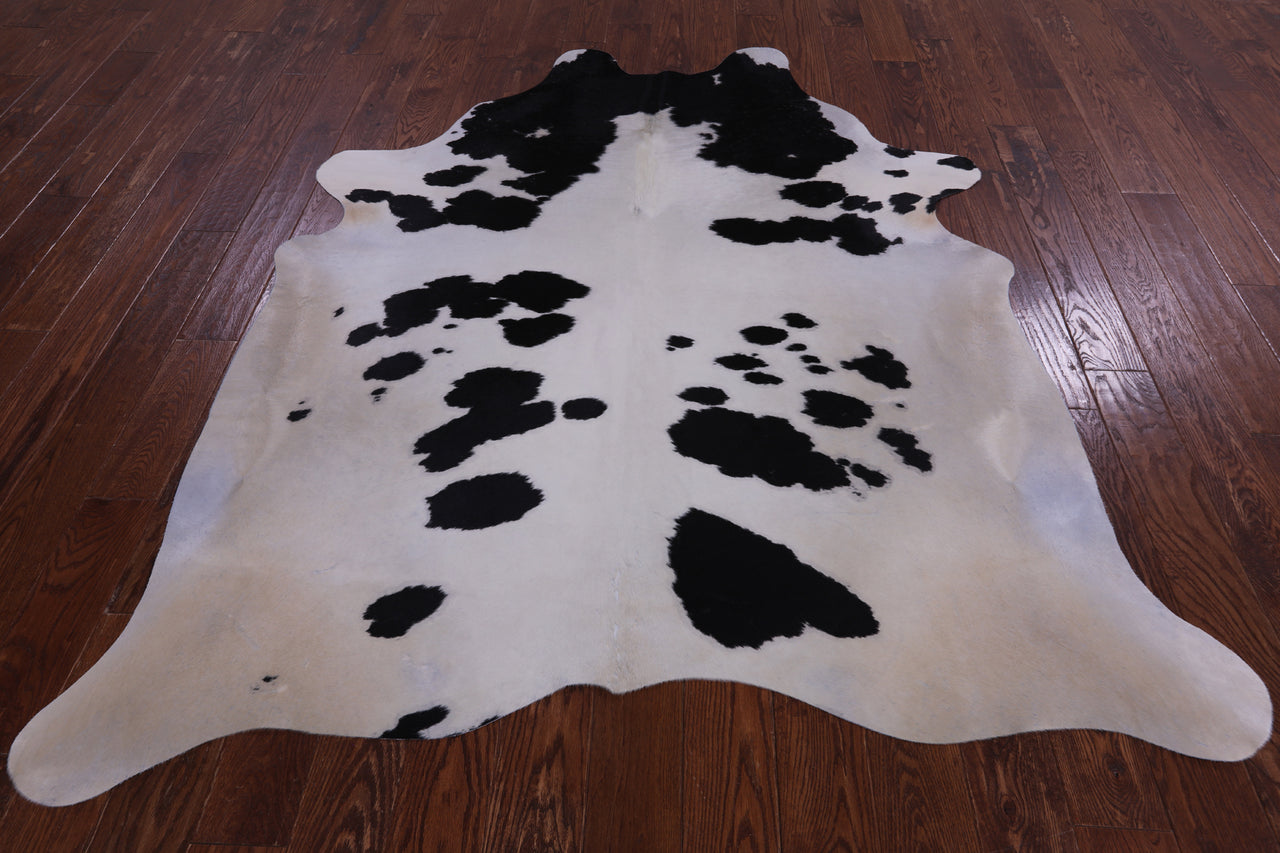 SUPER SALE Black & White Natural Cowhide Rug - X-Large 7' 2"H x 5' 10"W