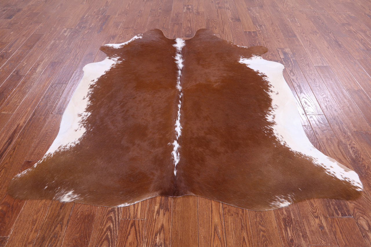 SUPER SALE Brown & White Natural Cowhide Rug - Large 6' 5"H x 6' 4"W