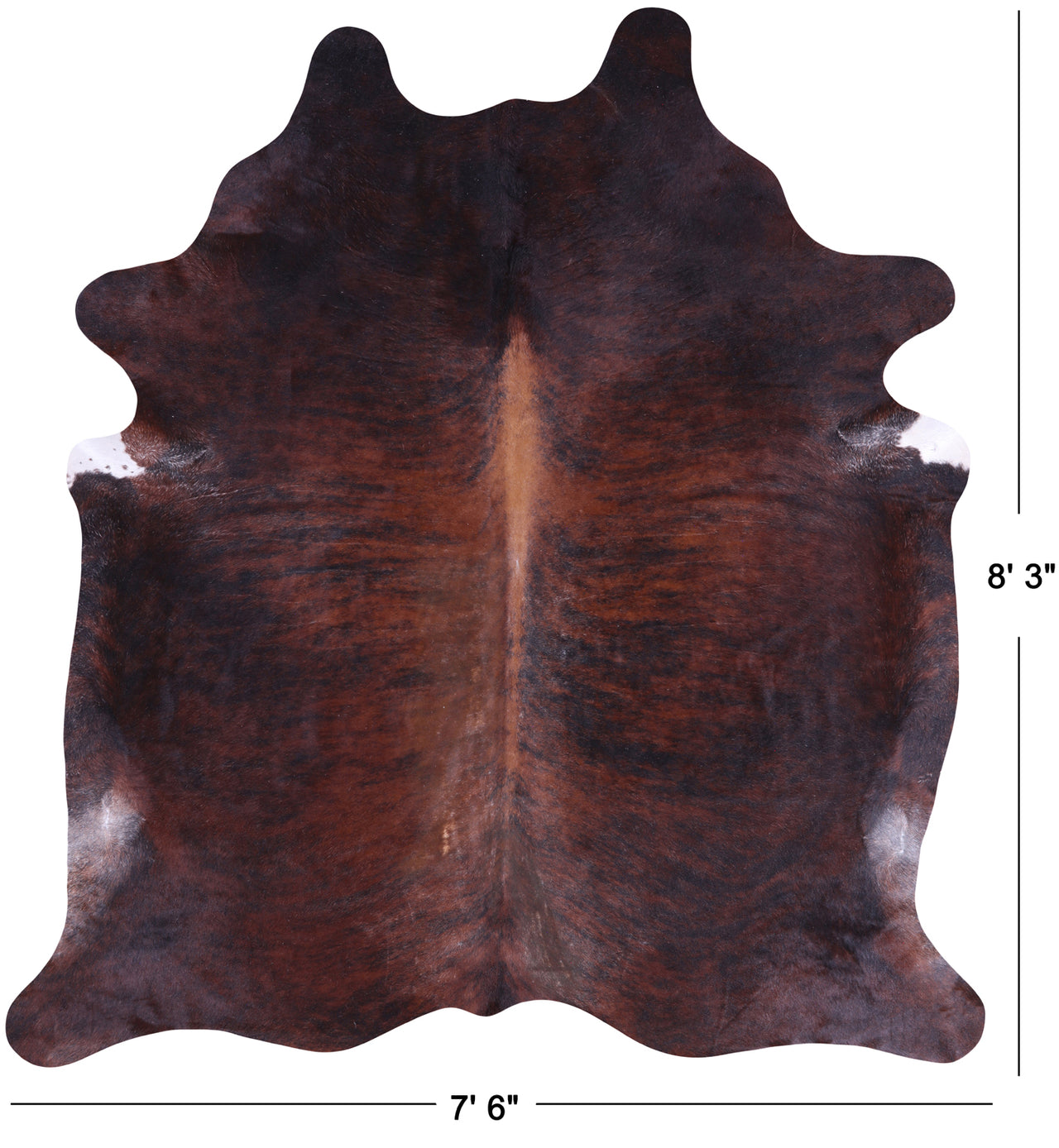 SUPER SALE Dark Brindle Natural Cowhide Rug - XX-Large 8' 3"H x 7' 6"W