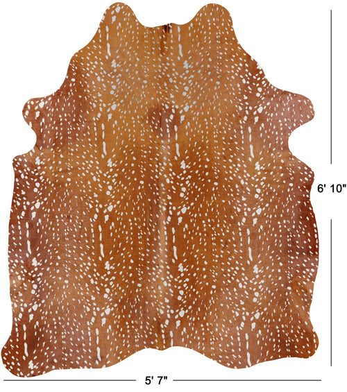 Gazelle Deer Animal Print Natural Cowhide Rug - X-Large 6' 10