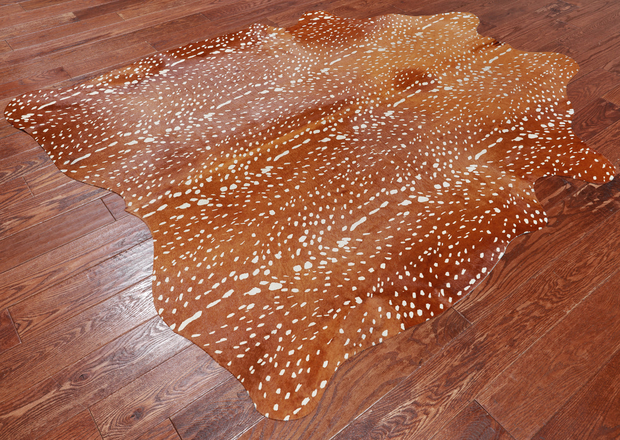 Gazelle Deer Animal Print Natural Cowhide Rug - X-Large 6' 10"H x 5' 7"W