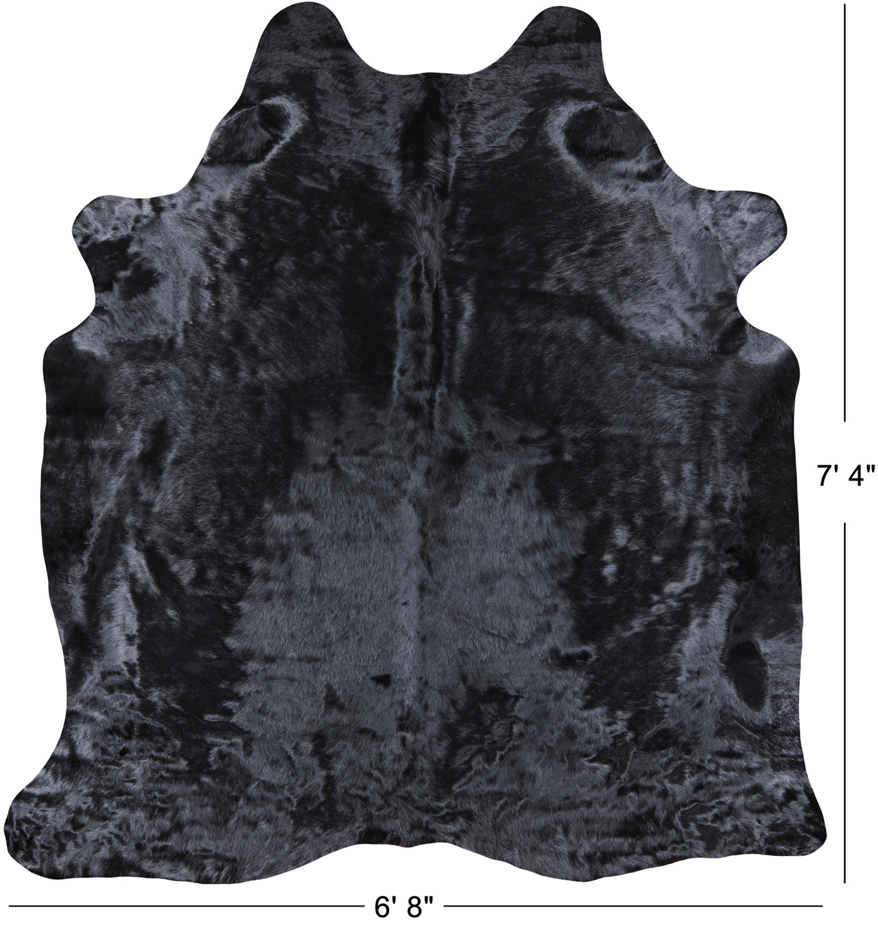 Black Dyed Cowhide Natural Cowhide Rug - XX-Large 7' 4"H x 6' 8"W
