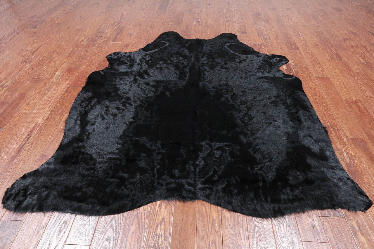 Black Dyed Cowhide Natural Cowhide Rug - XX-Large 7' 4"H x 6' 8"W