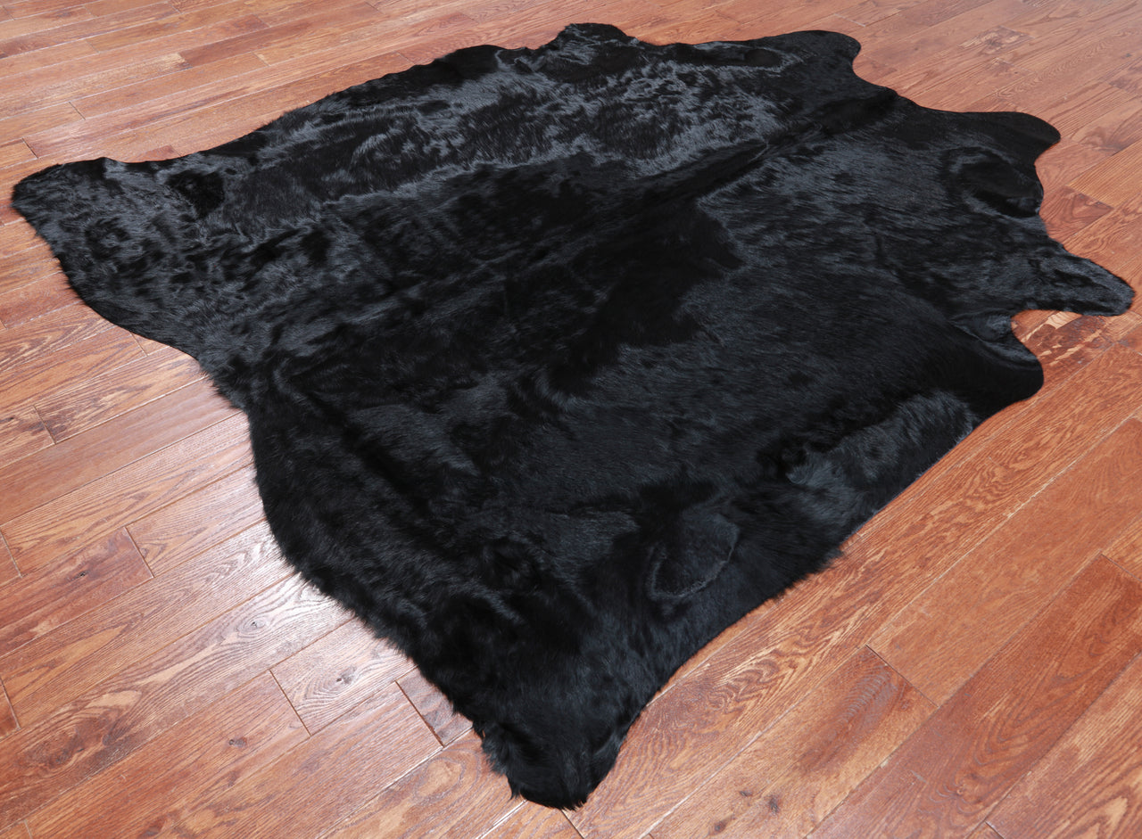 Black Dyed Cowhide Natural Cowhide Rug - XX-Large 7' 4"H x 6' 8"W