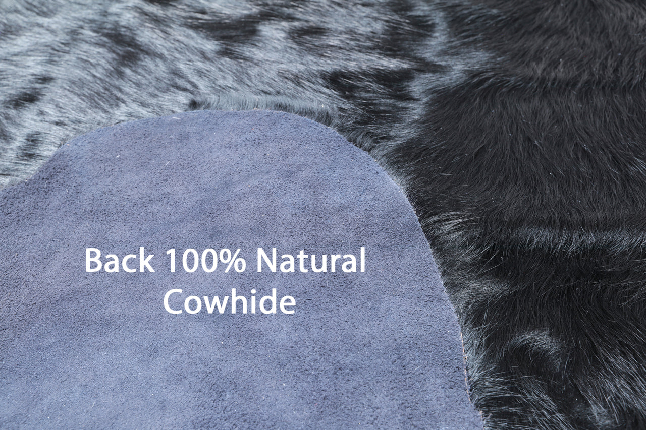 Black Dyed Cowhide Natural Cowhide Rug - XX-Large 7' 4"H x 6' 8"W