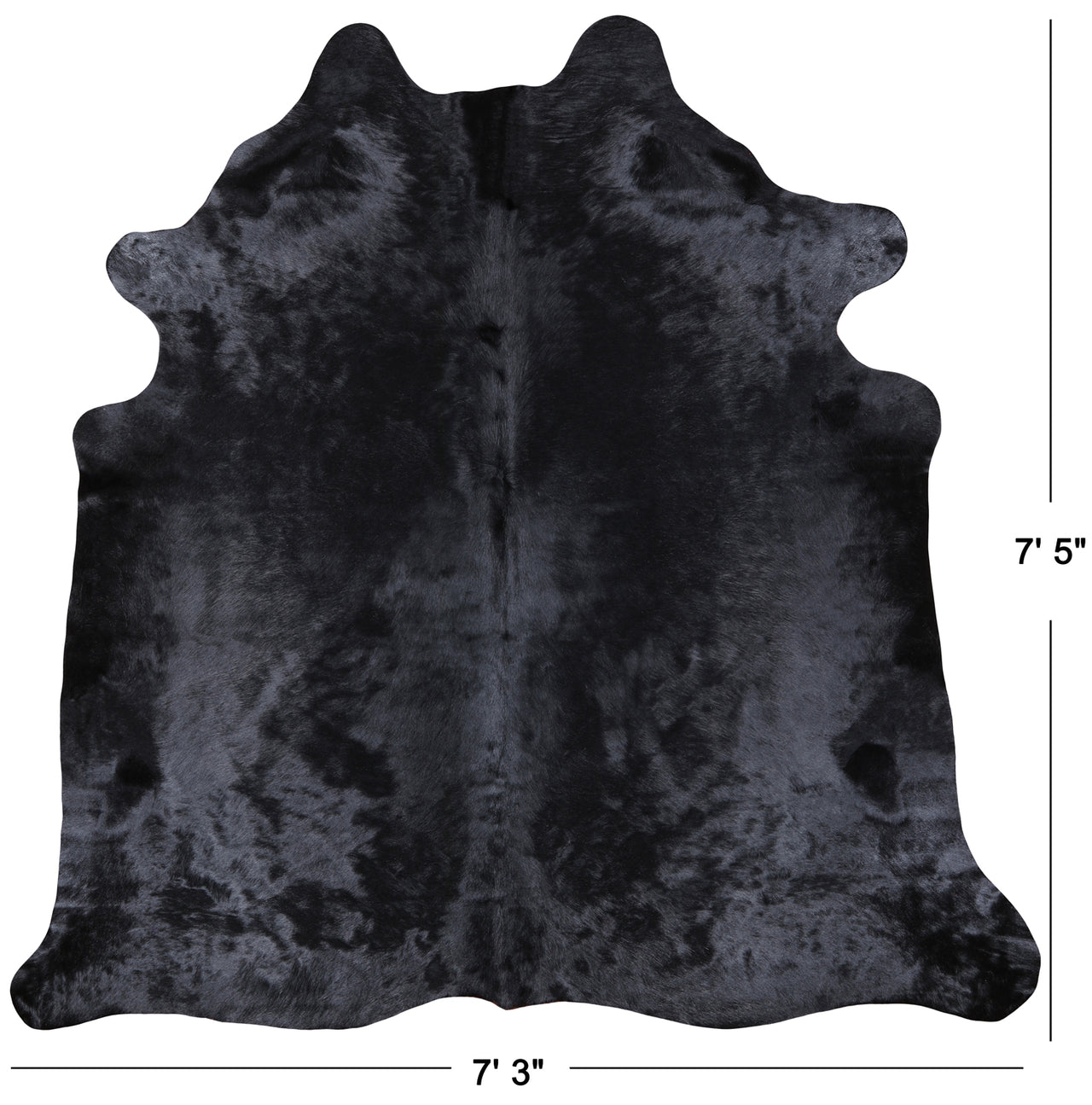Black Dyed Cowhide Natural Cowhide Rug - XX-Large 7' 5"H x 7' 3"W