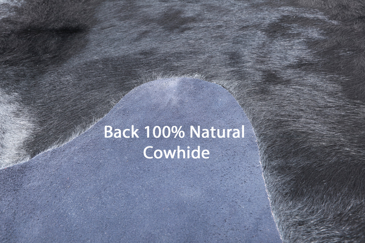 Black Dyed Cowhide Natural Cowhide Rug - XX-Large 7' 5"H x 7' 3"W