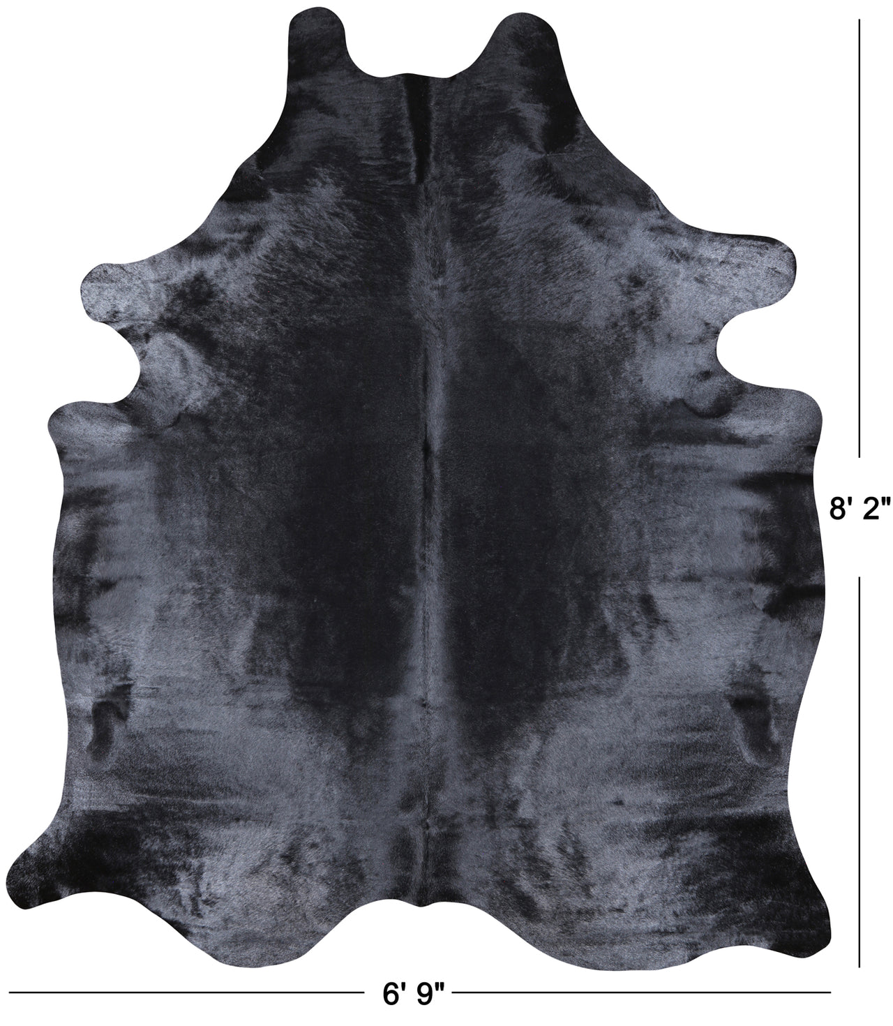 Black Dyed Cowhide Natural Cowhide Rug - XX-Large 8' 2"H x 6' 9"W