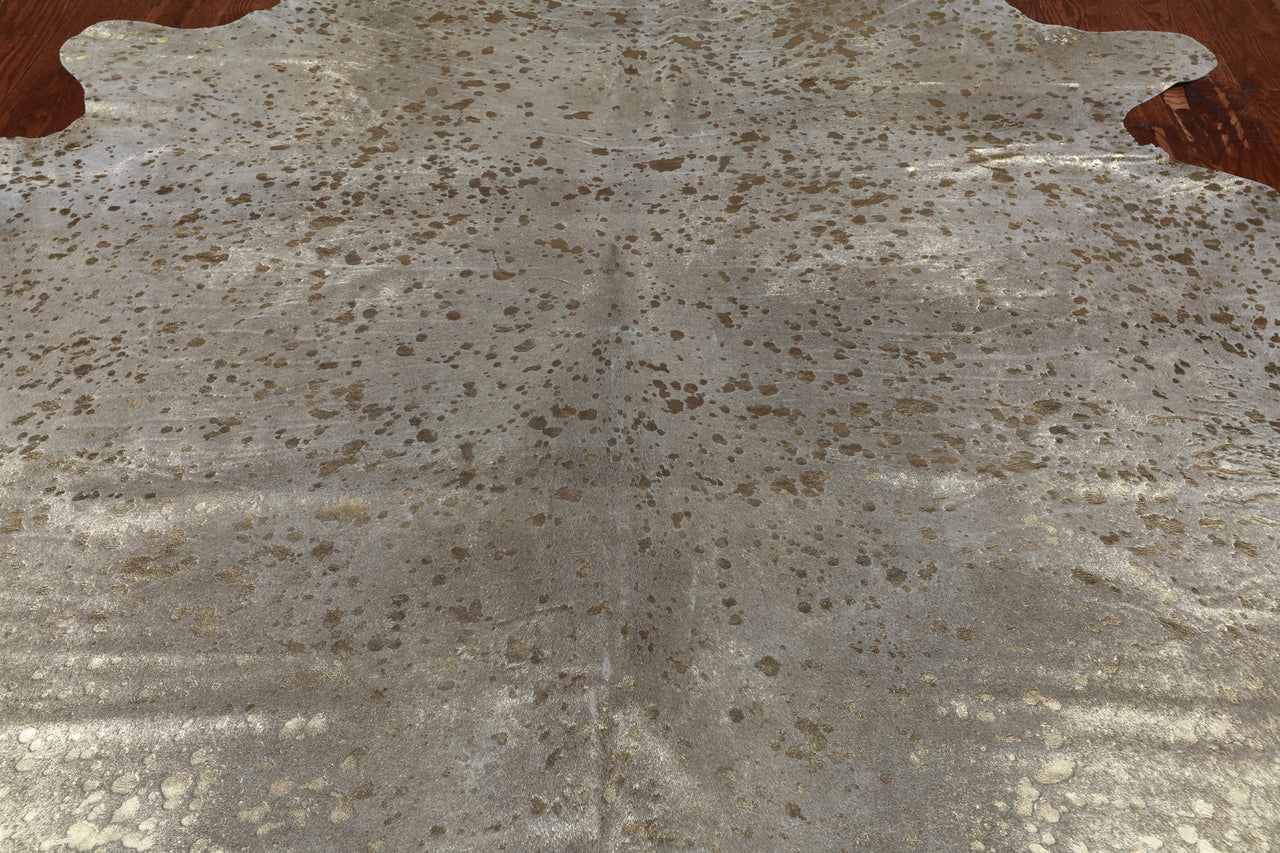Gold Metallic Natural Cowhide Rug - XX-Large 7' 7"H x 6' 10"W