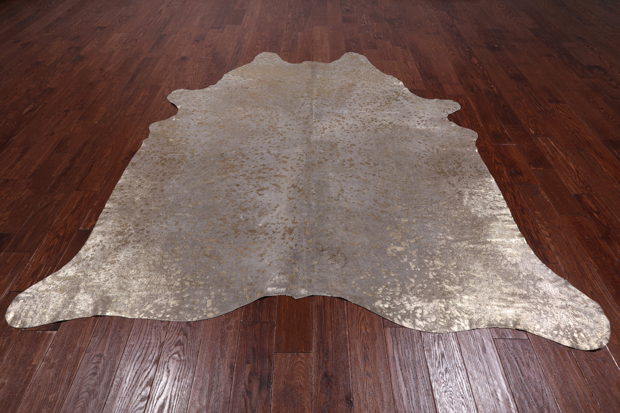 Gold Metallic Natural Cowhide Rug - XX-Large 7' 8"H x 7' 2"W